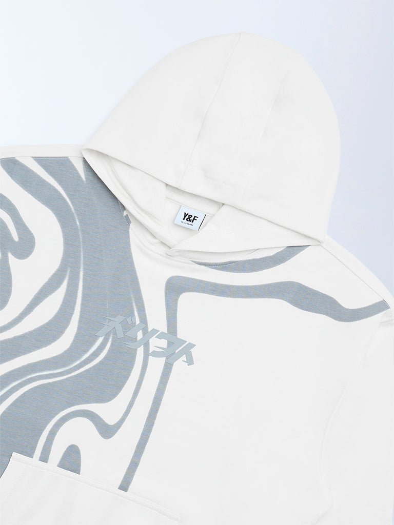 Boys Off-White Printed Cotton-Blend Hoodie