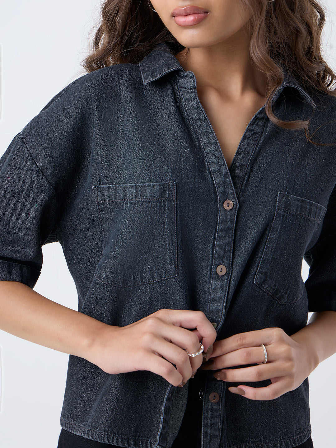 LOV Dark Grey Denim Shirt