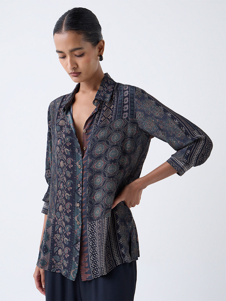 Zuba Black Bagru Pattern Tunic
