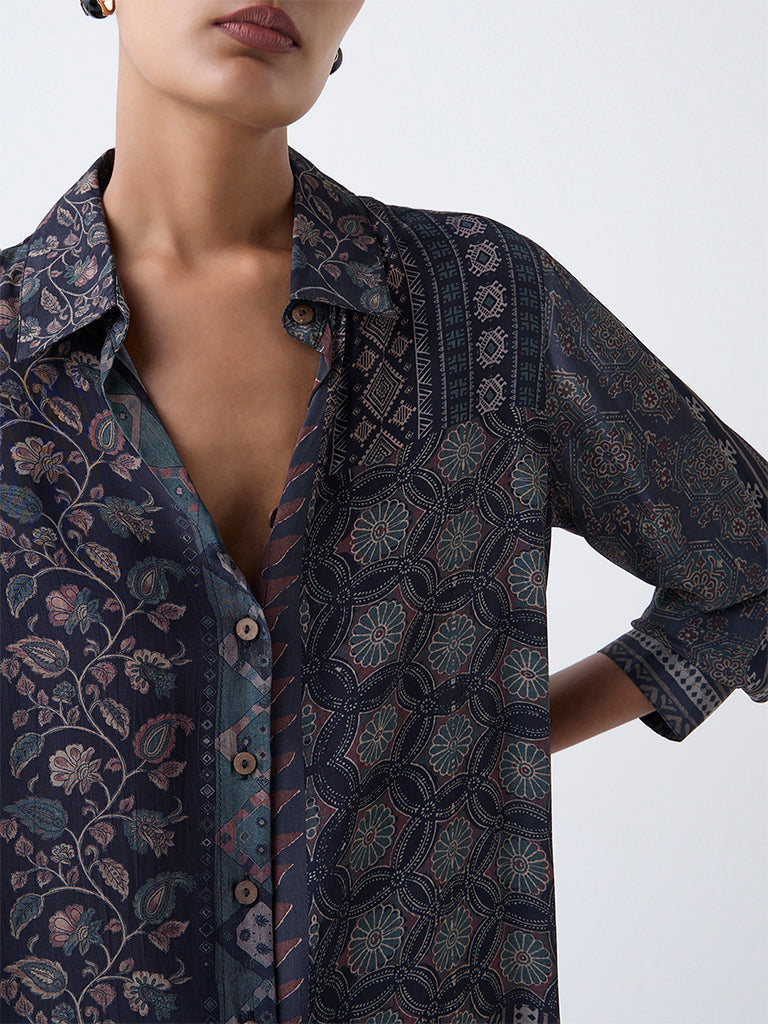Zuba Black Bagru Pattern Tunic