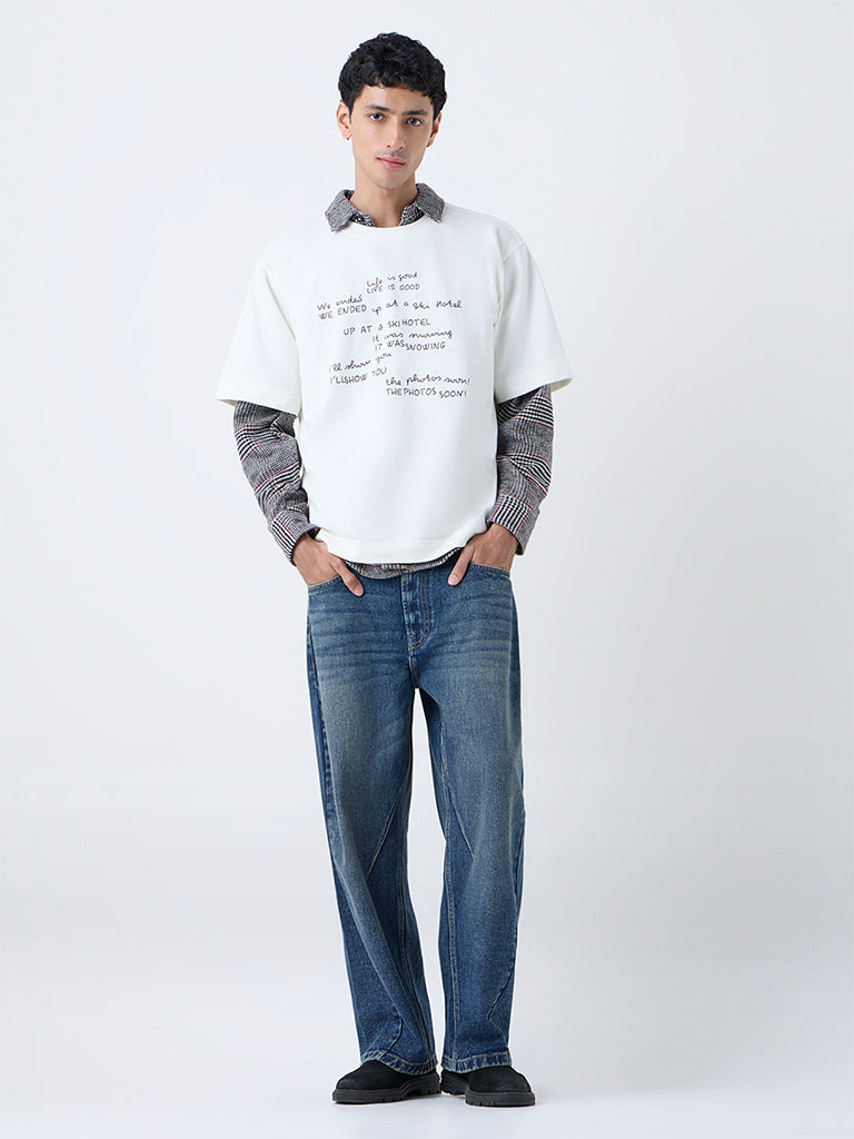 Nuon Off-White Printed Relaxed-Fit Cotton T-Shirt