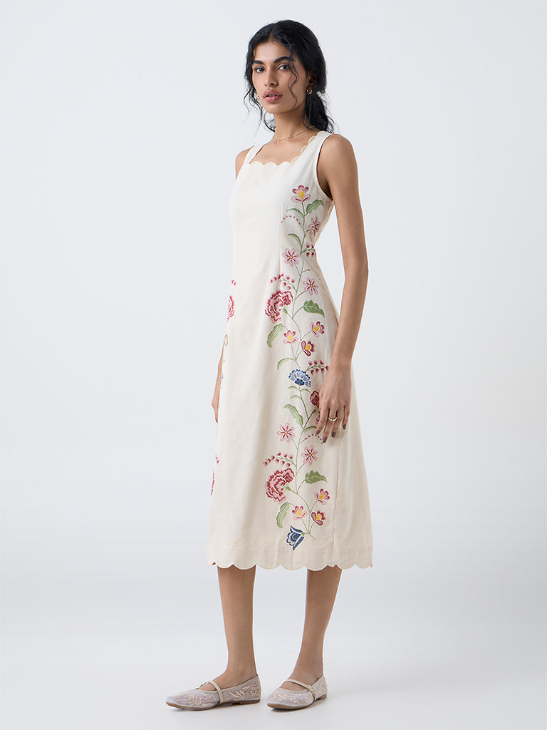Bombay Paisley Cream Floral Cotton Straight Dress