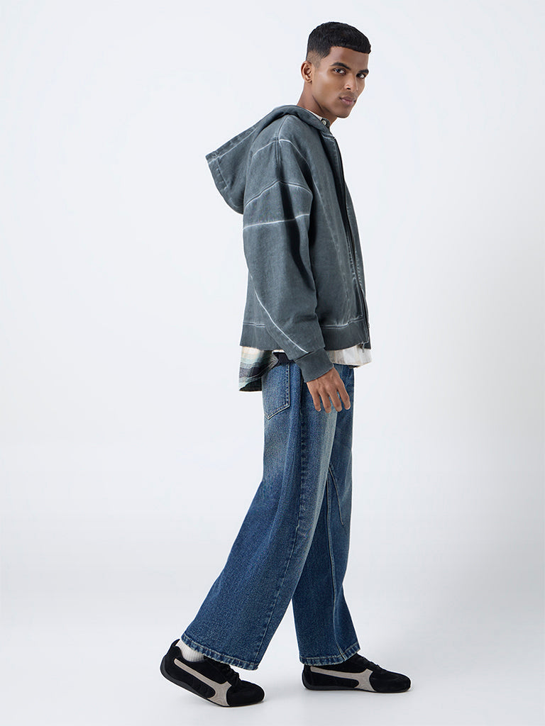 Nuon Grey Relaxed-Fit Hooded Jacket