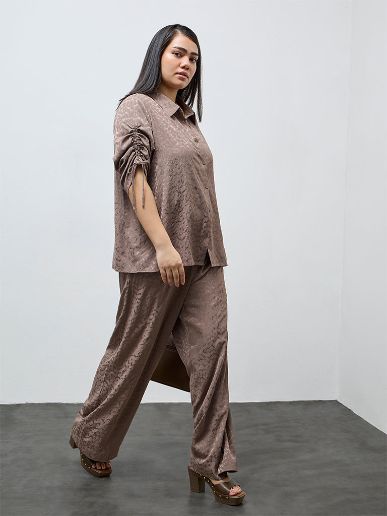 Gia Taupe Self-Patterned Shirt