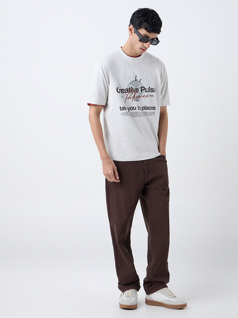 Nuon Off-White Graphic Printed Relaxed-Fit Cotton T-Shirt