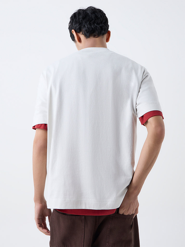 Nuon Off-White Graphic Printed Relaxed-Fit Cotton T-Shirt