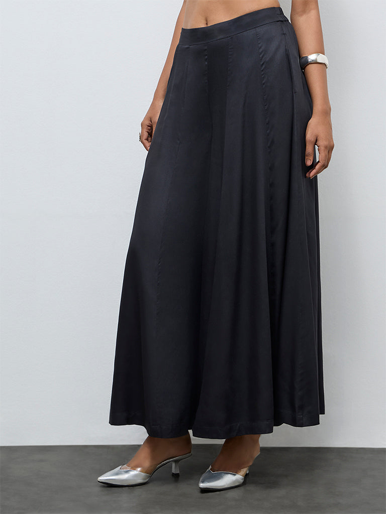 Vark Black Flared Palazzos