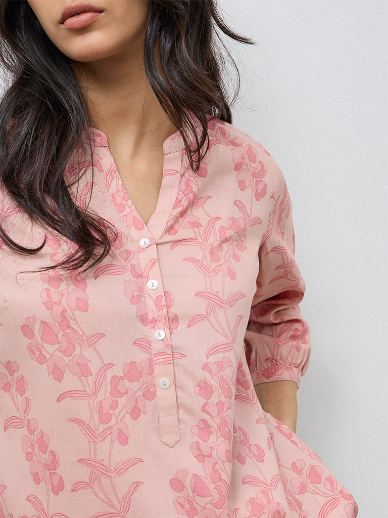 Utsa Pink Floral Printed Tunic