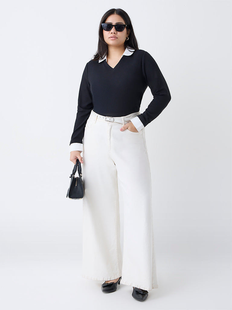 Gia Black Collared T-Shirt