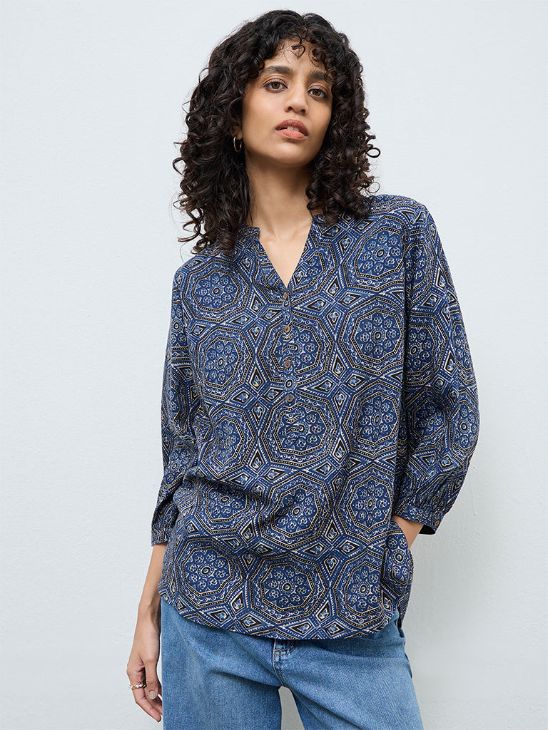 Utsa Blue Printed Tunic