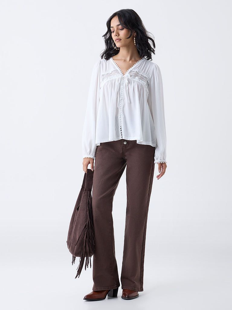 LOV White Lace-Detailed Blouse-Online Exclusive