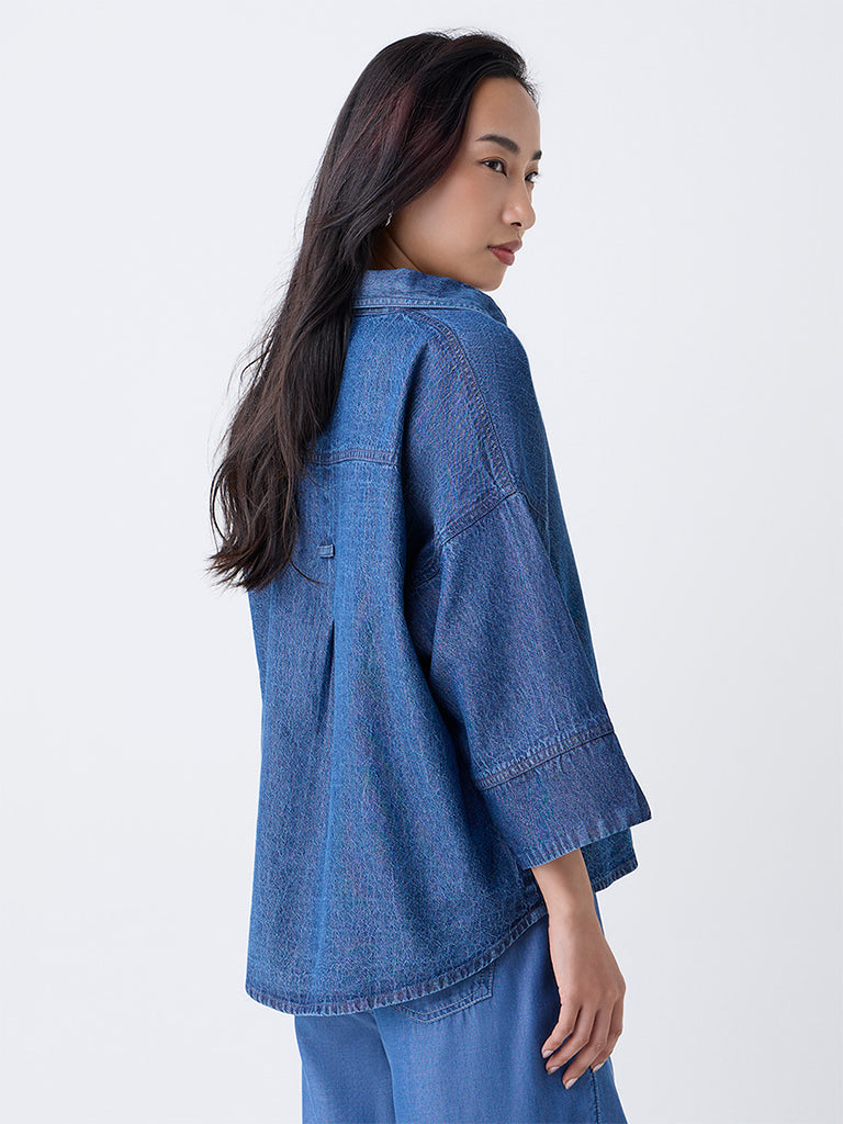 LOV Blue High-Low Denim Shirt