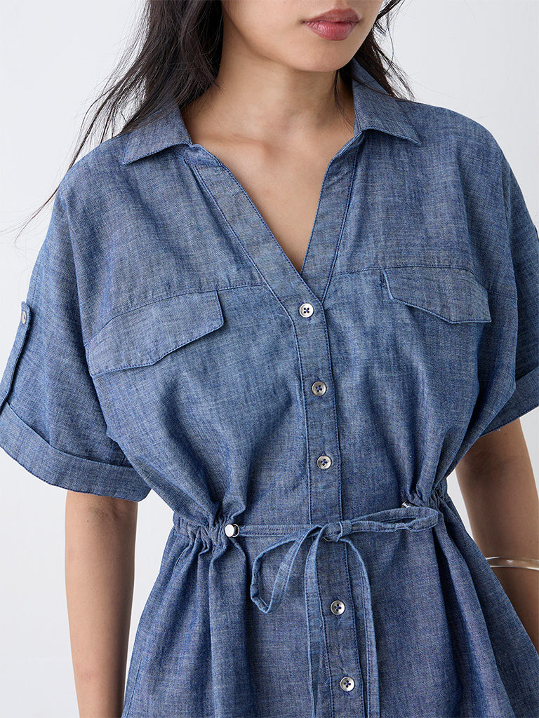 LOV Dark Blue Denim Blouse