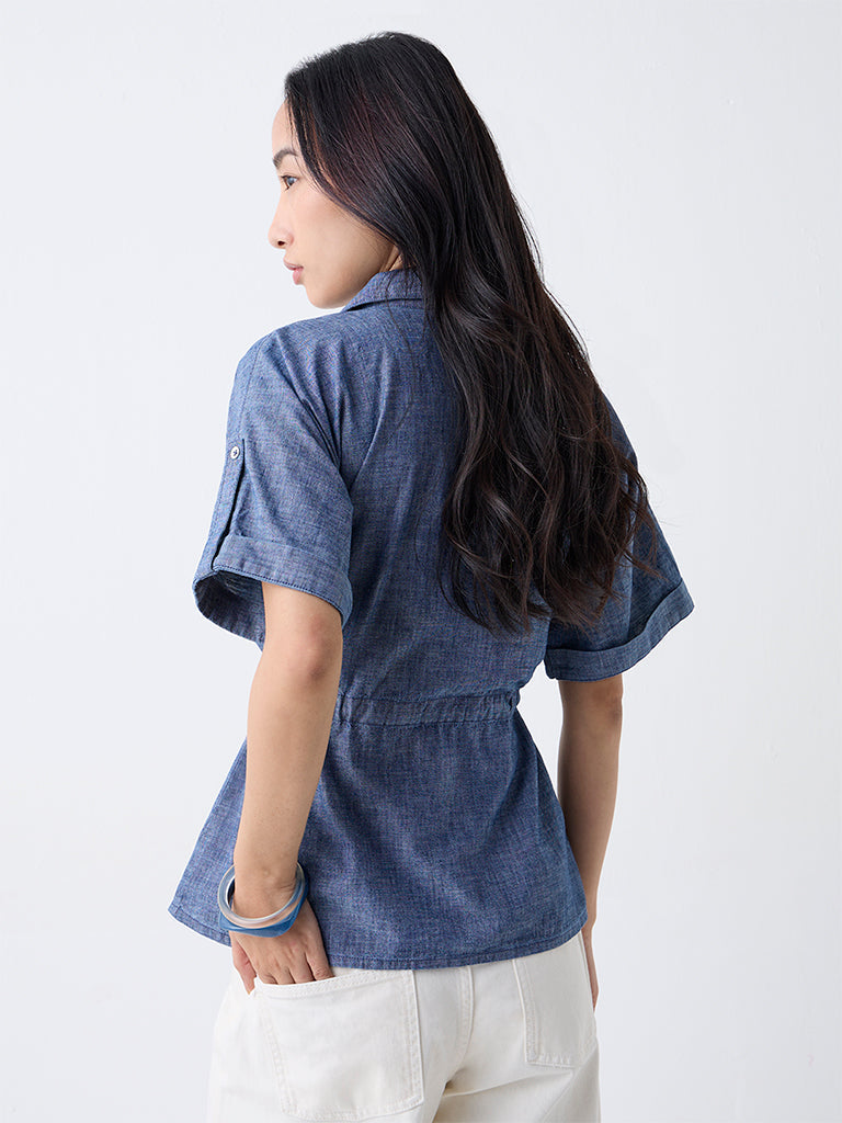 LOV Dark Blue Denim Blouse
