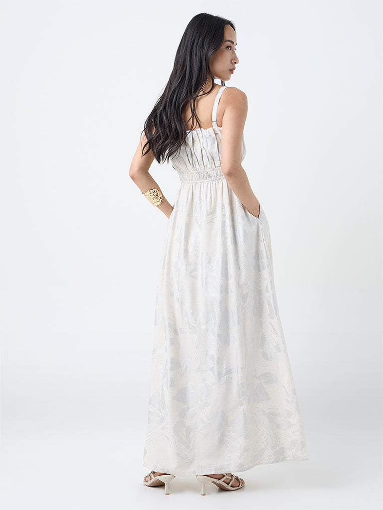 LOV Cream Floral Design A-Line Dress