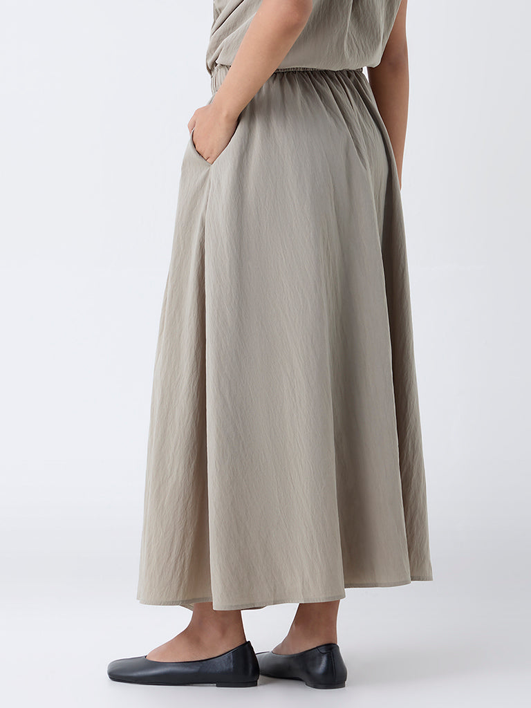 LOV Sage Solid High-Rise Skirt-Online Exclusive