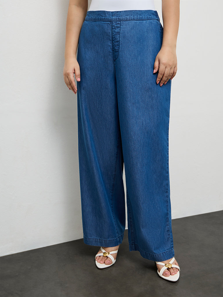 Gia Dark Blue High-Rise Denim Trousers