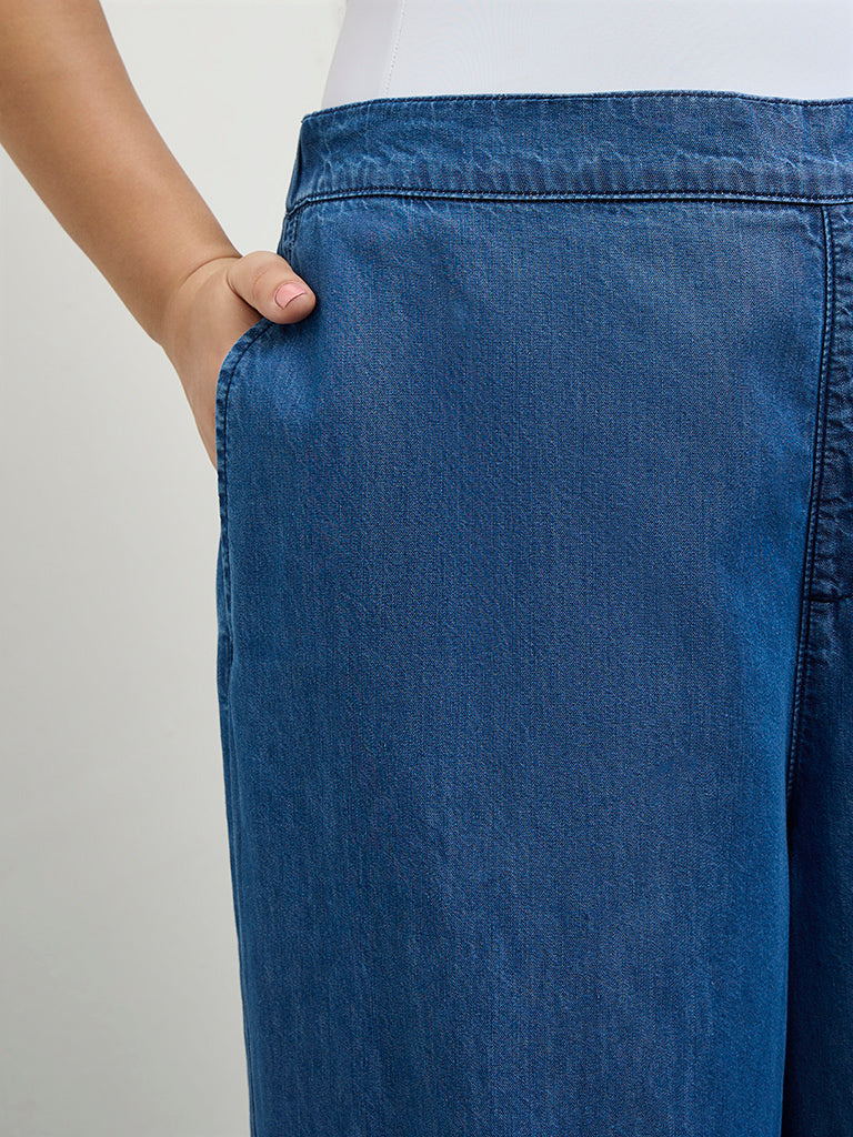 Gia Dark Blue High-Rise Denim Trousers