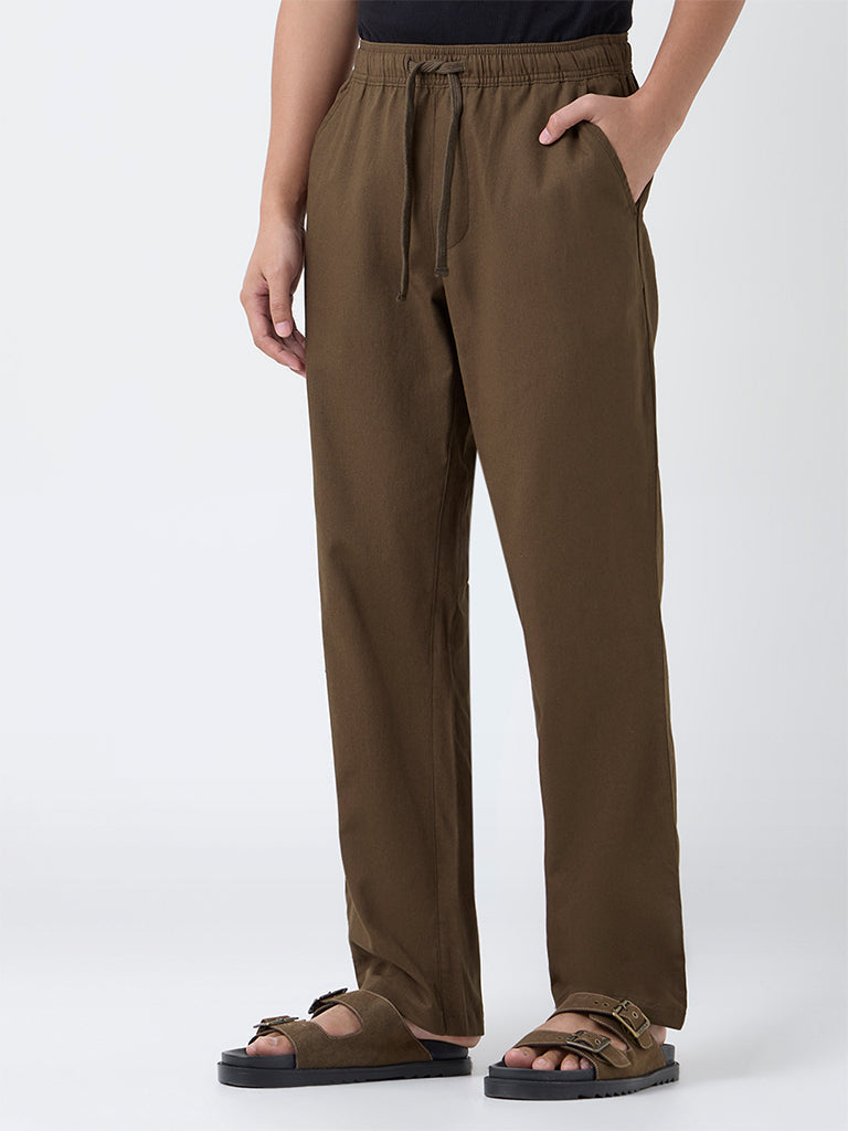 ETA Dark Brown Relaxed-Fit Mid-Rise Cotton Chinos