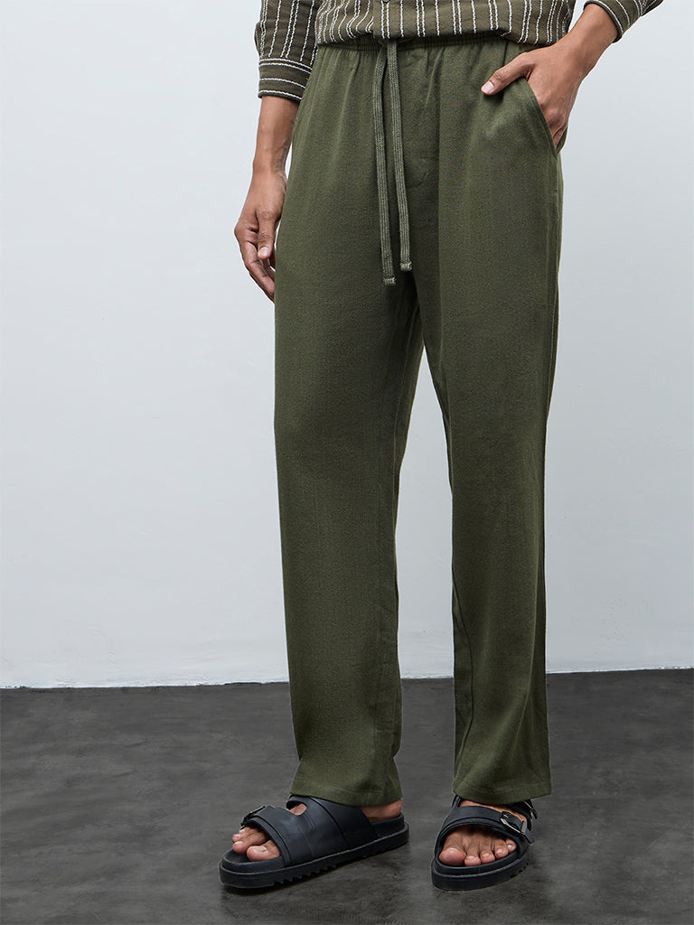 ETA Olive Relaxed-Fit Mid-Rise Chinos