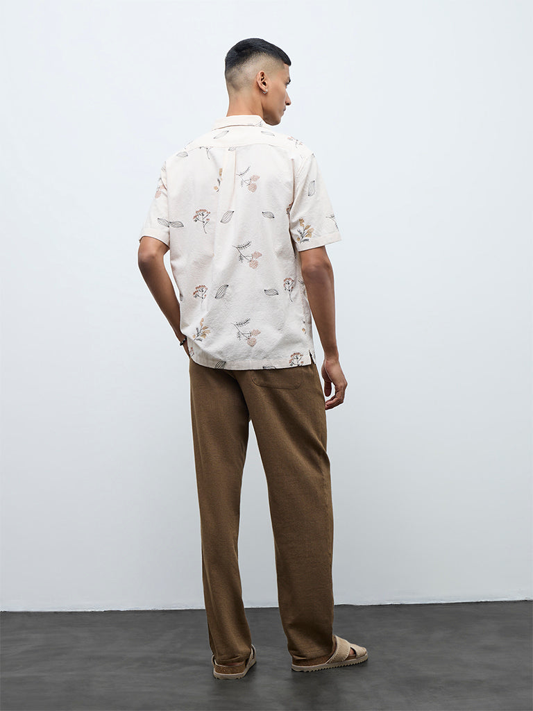 ETA Brown Solid Relaxed-Fit Mid-Rise Cotton Chinos