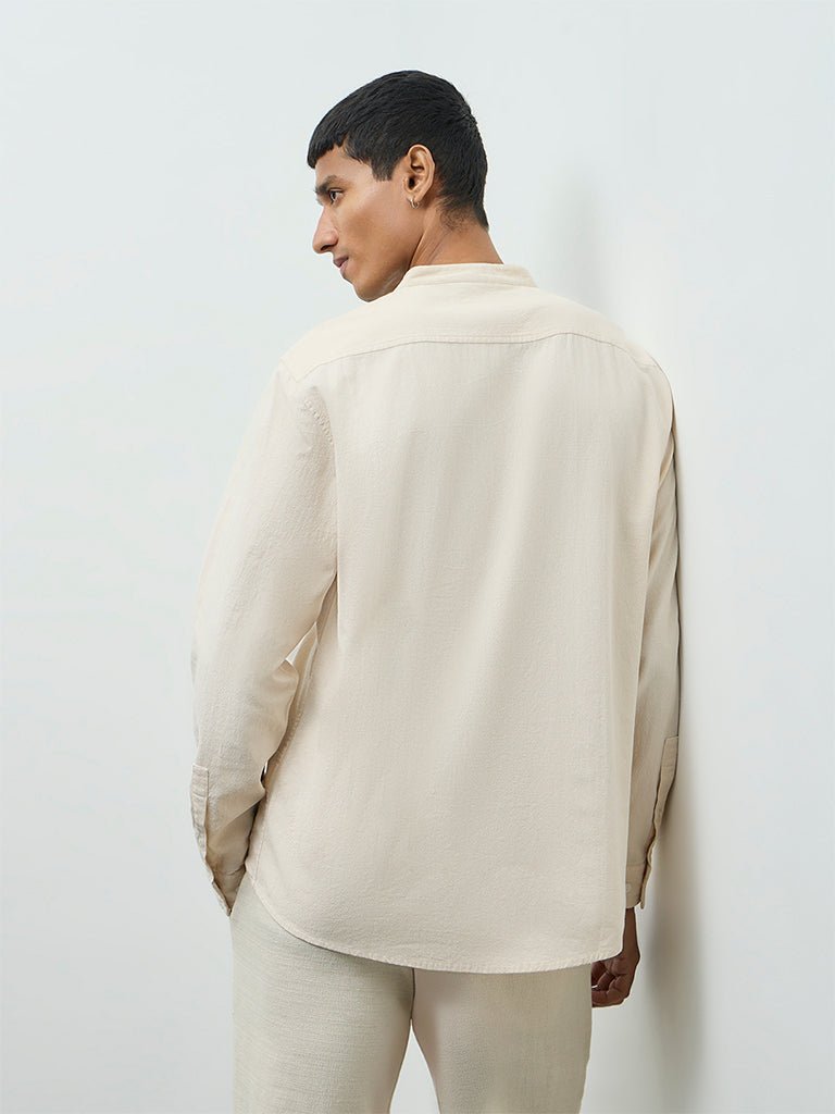 ETA Off-White Embroidered Relaxed-Fit Cotton Shirt