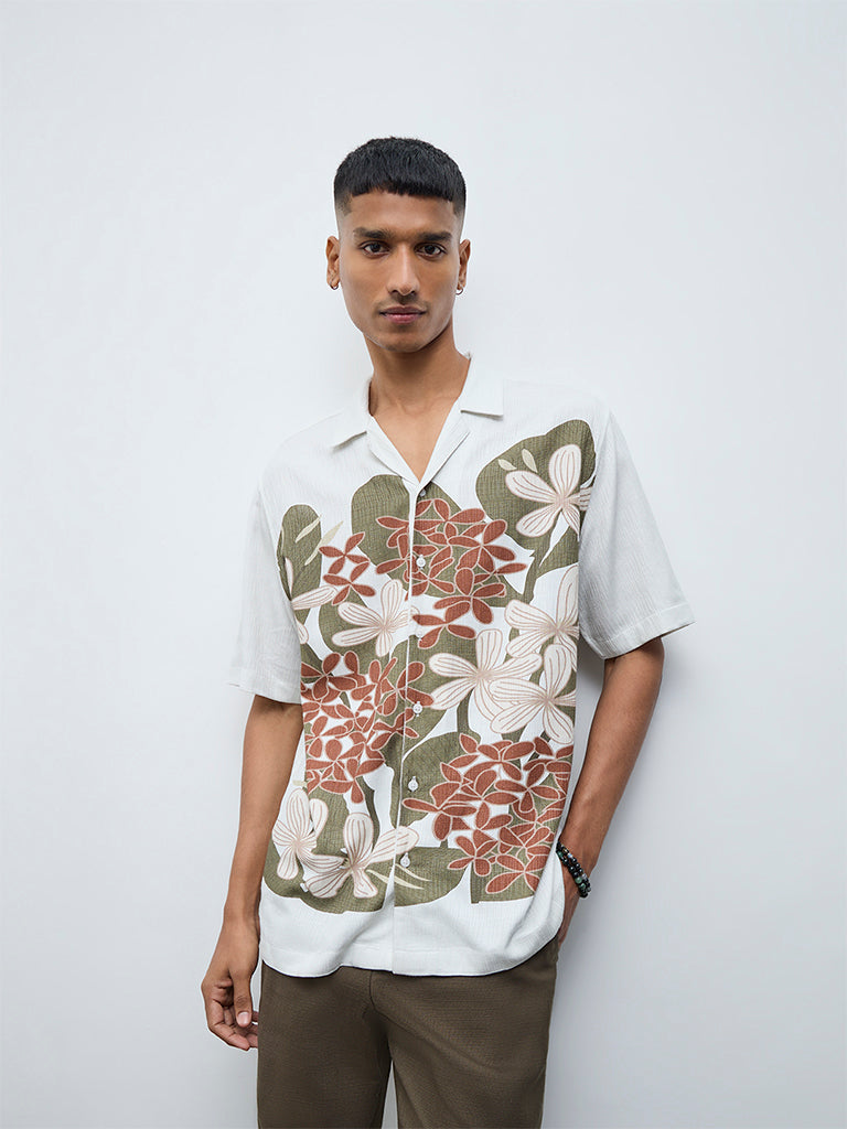 ETA White Floral Relaxed-Fit Shirt