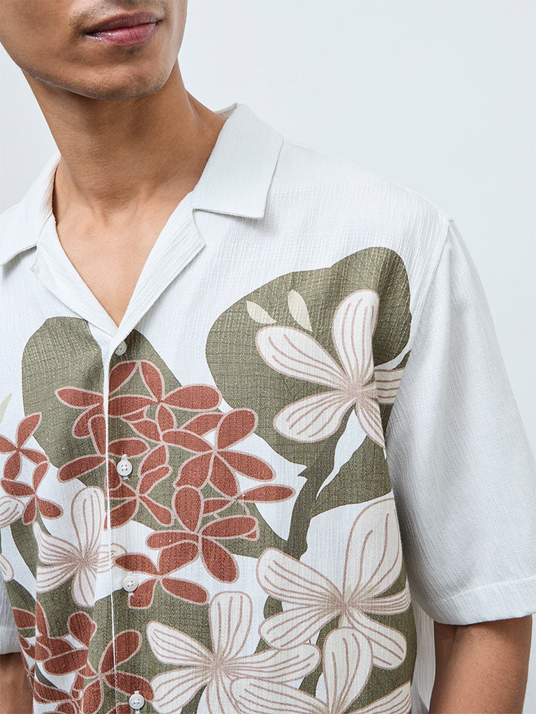 ETA White Floral Relaxed-Fit Shirt