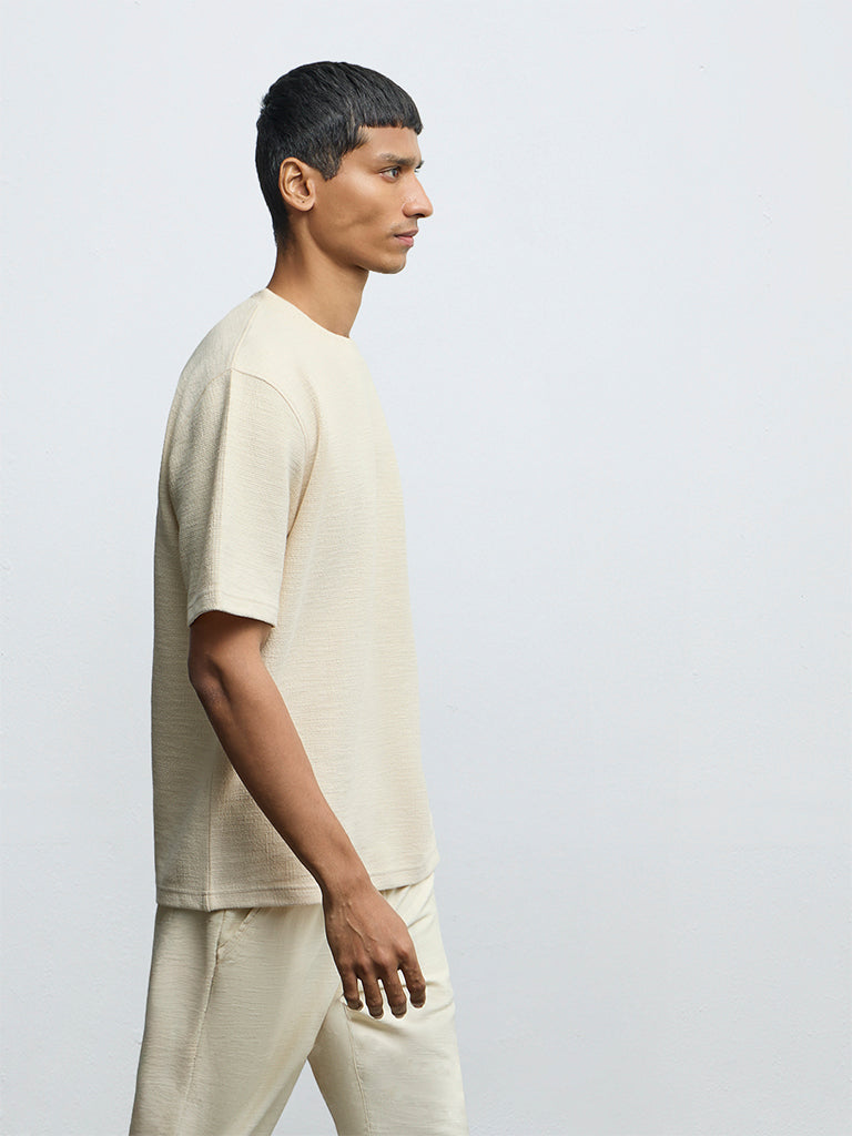 ETA Cream Textured Relaxed-Fit Cotton-Blend T-Shirt