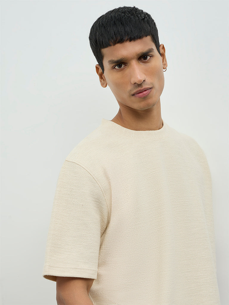 ETA Cream Textured Relaxed-Fit Cotton-Blend T-Shirt