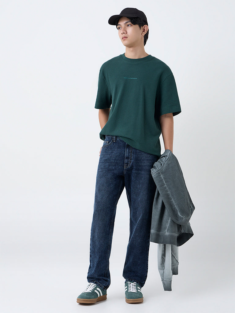 Nuon Dark Blue Relaxed-Fit Mid-Rise Jeans