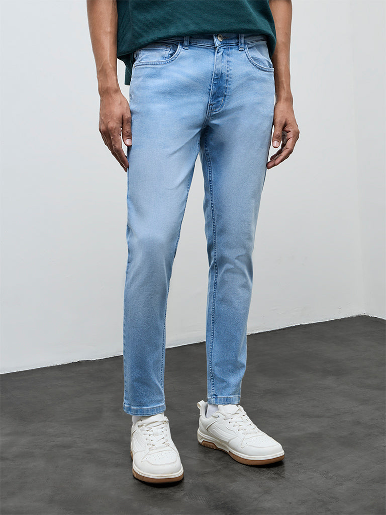 Nuon Blue Washed Slim-Fit Mid-Rise Jeans
