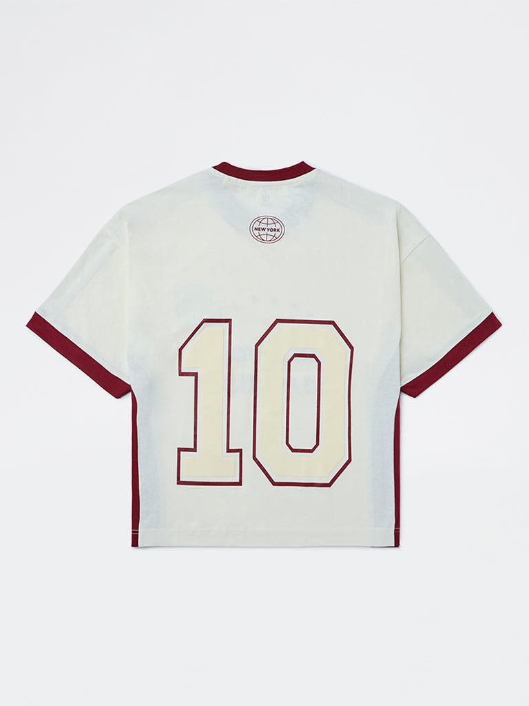 Boys Boys Off-White Printed Cotton T-Shirt