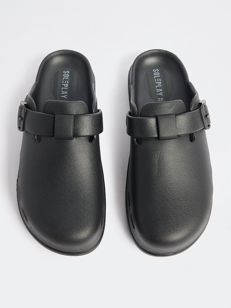 SOLEPLAY Black Perforated Clog Sandals