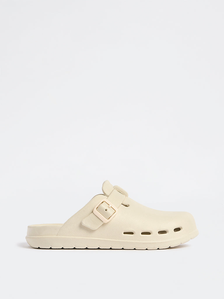 SOLEPLAY Ivory Perforated Clogs