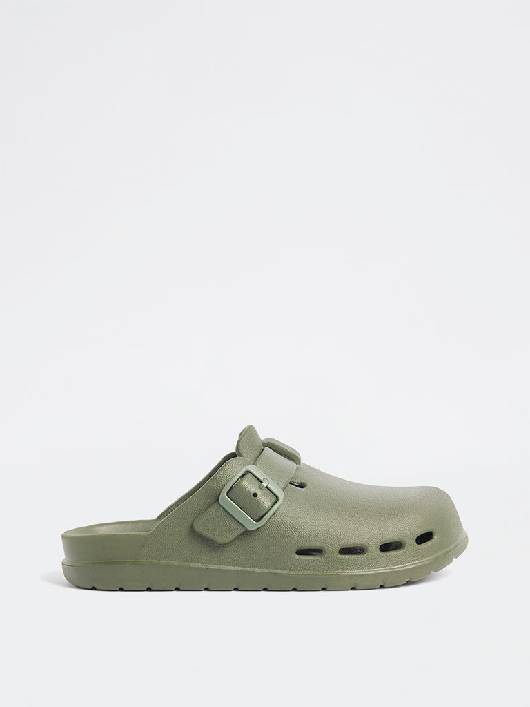 SOLEPLAY Olive Perforated Clog Sandals