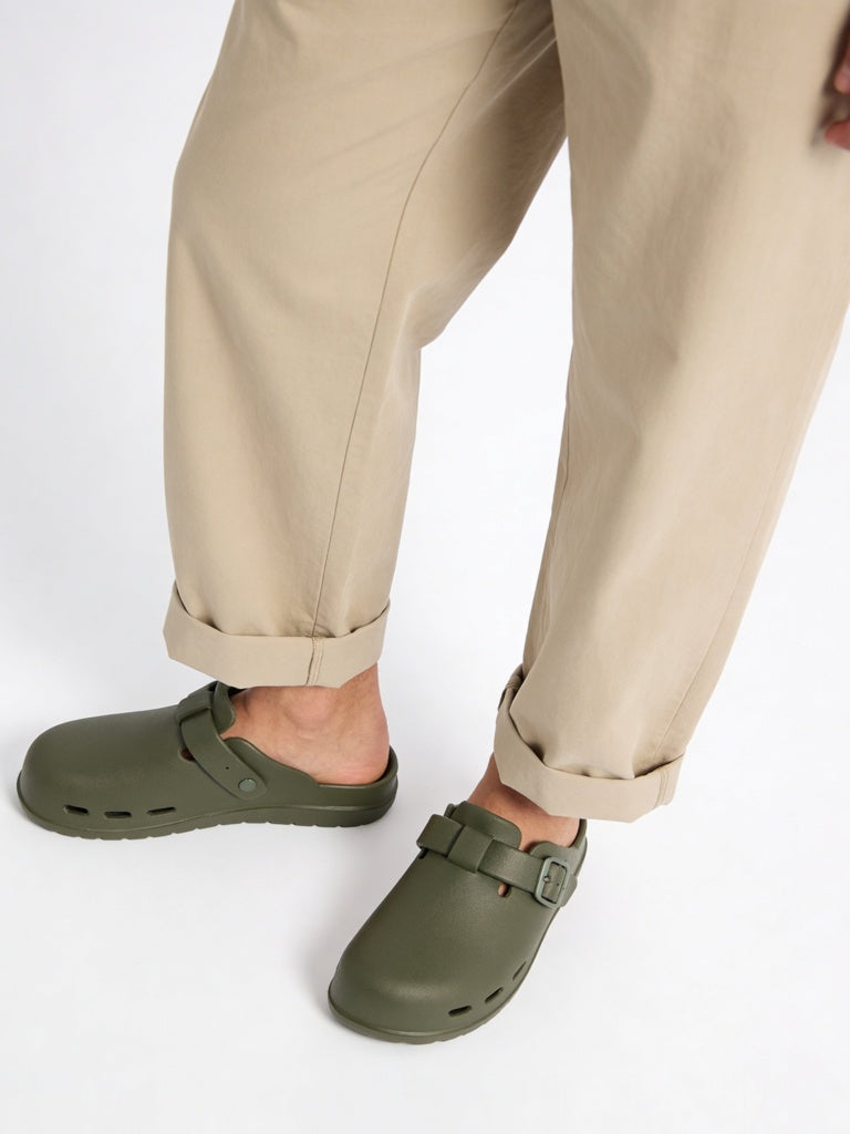 SOLEPLAY Olive Perforated Clog Sandals