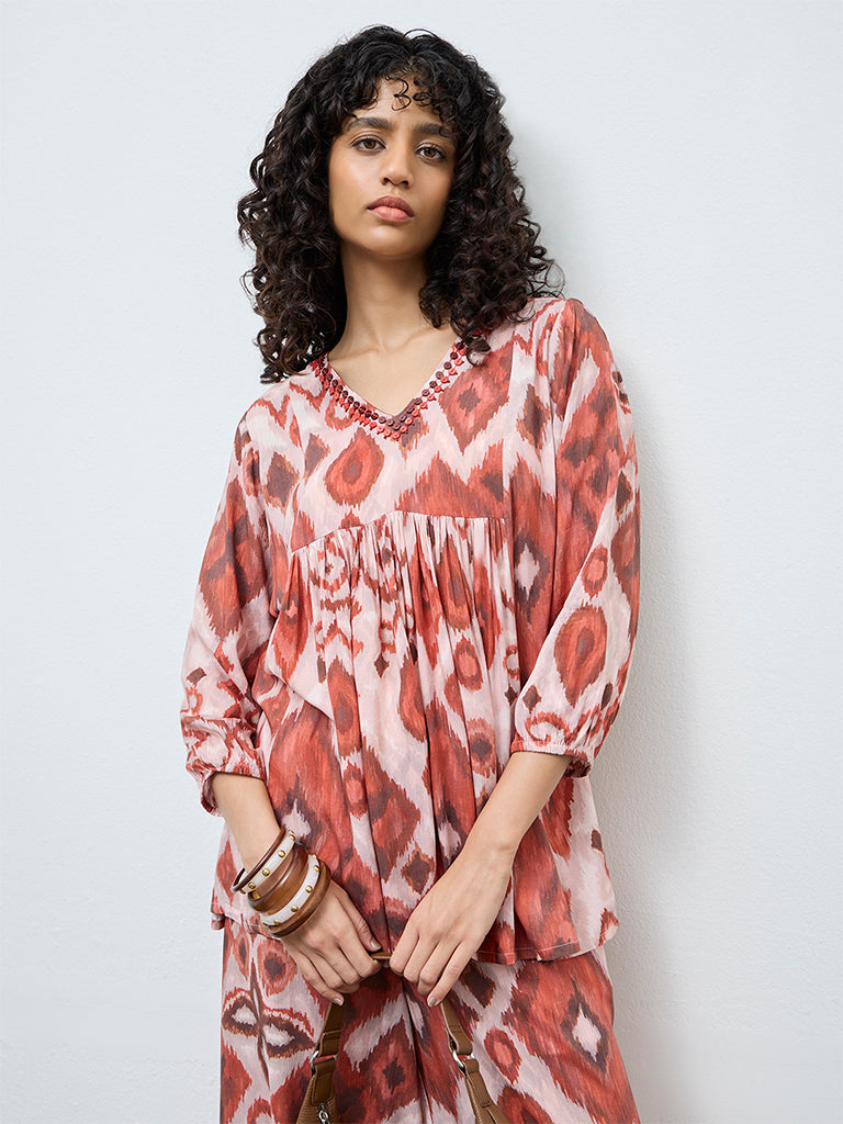 Utsa Light Pink Printed Tunic