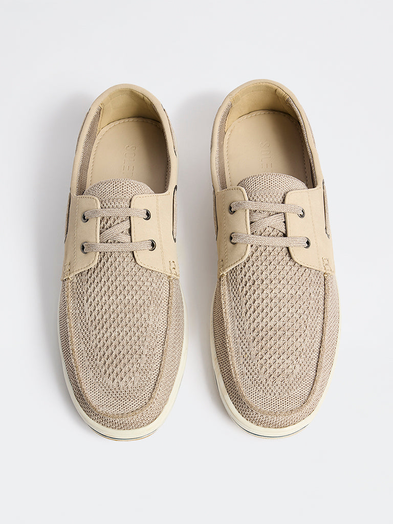 SOLEPLAY Beige Mesh-Detailed Lace-Up Sneakers