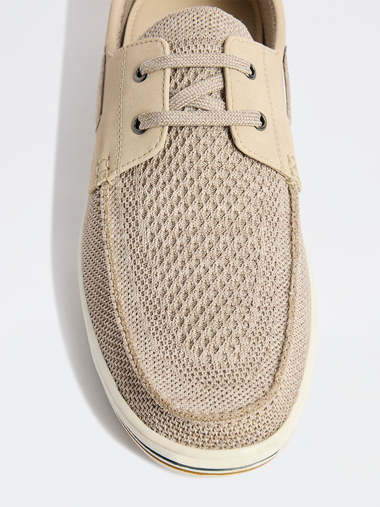 SOLEPLAY Beige Mesh-Detailed Lace-Up Sneakers