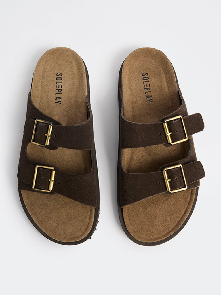 SOLEPLAY Brown Metallic Buckle-Detailed Sandals