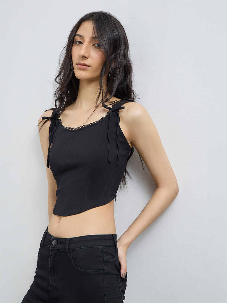 Nuon Black Corset-Style Top