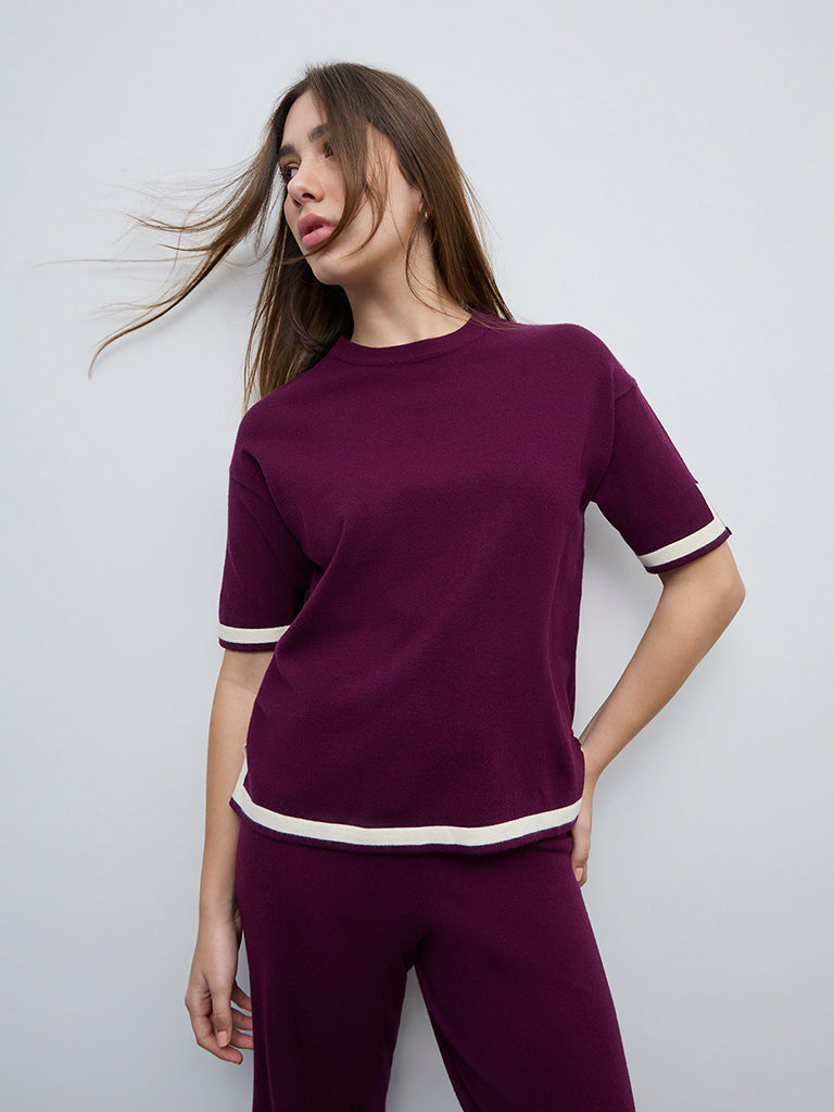 Wunderlove Wine Contrast Detailed Top