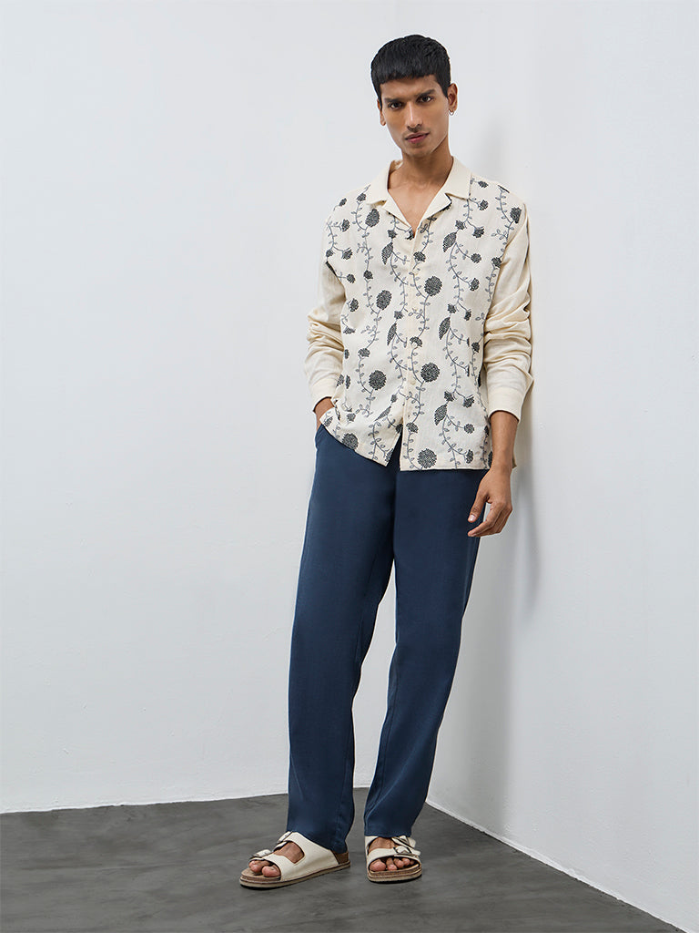 ETA Indigo Solid Relaxed-Fit Mid-Rise Cotton-Blend Chinos