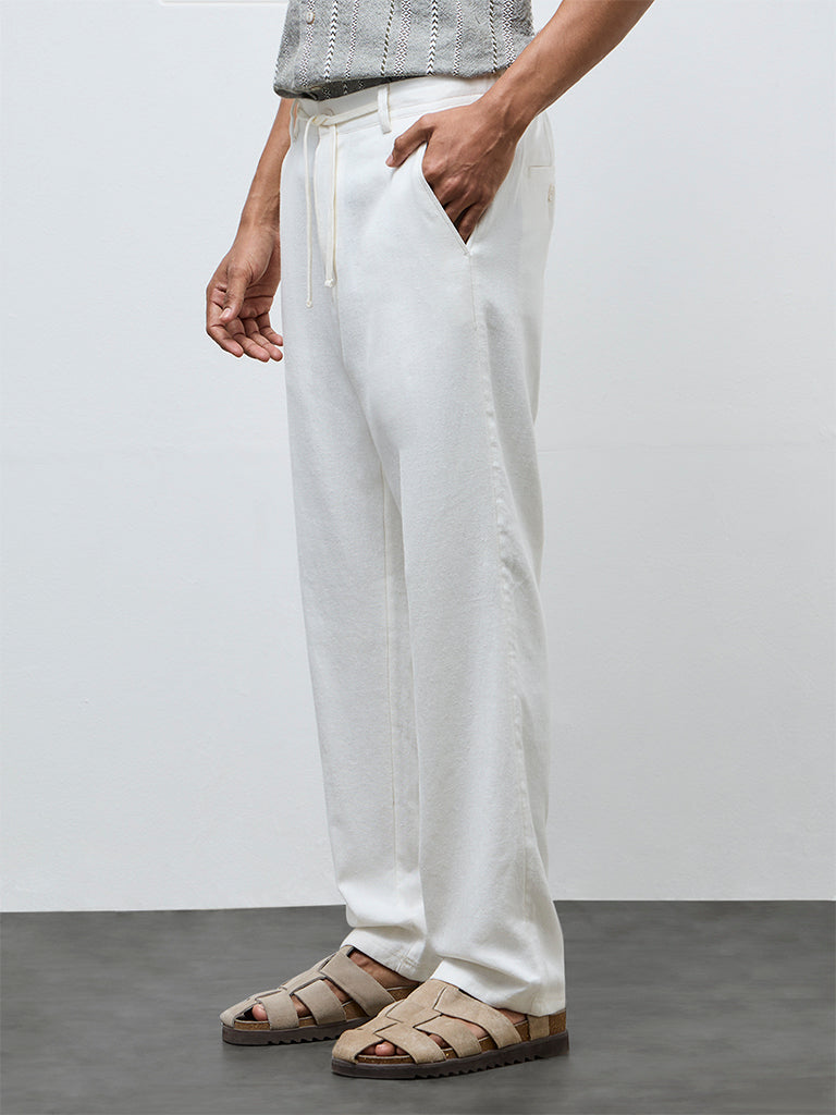ETA White Relaxed-Fit Mid-Rise Cotton-Blend Chinos