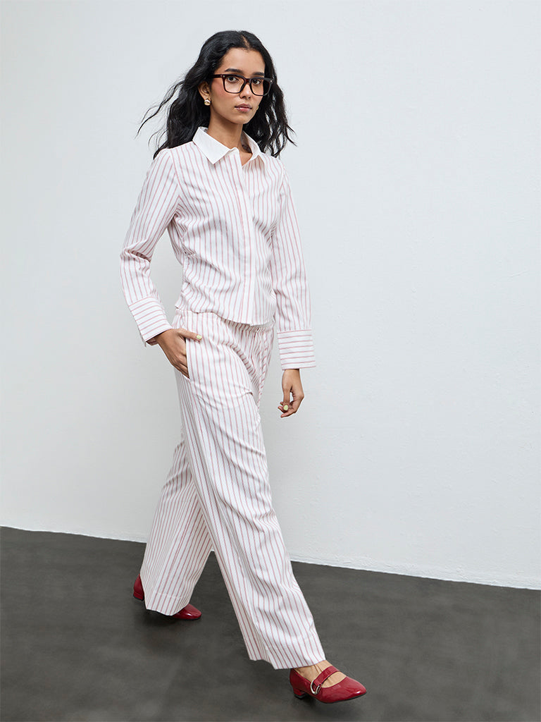 Nuon Red Striped Cotton Shirt