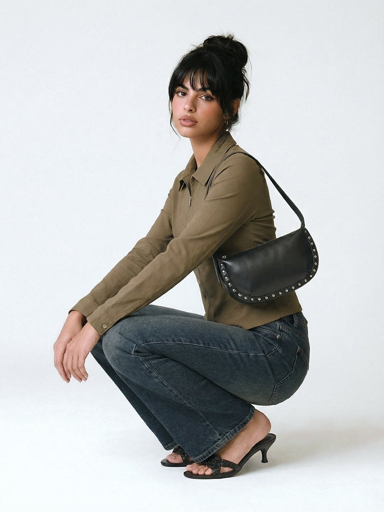 Nuon Dark Blue High-Rise Bootcut Jeans