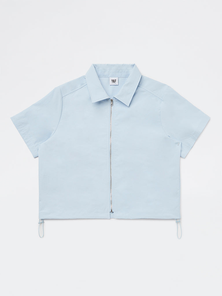 Girls Light Blue Solid Shirt