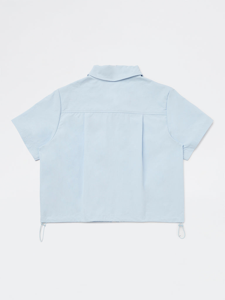 Girls Light Blue Solid Shirt