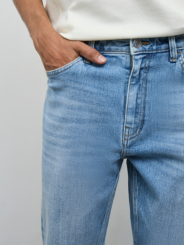 Nuon Light Blue Washed Slim-Fit Mid-Rise Jeans